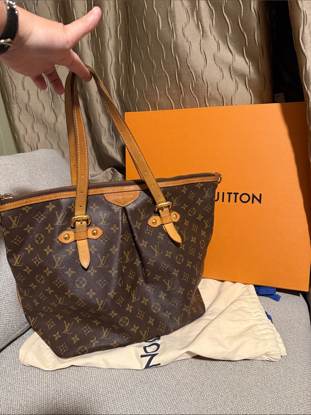 Louis Vuitton Palermo GM Brown Monogram Canvas Shoulder Tote with box Dustbag - Picture 1 of 17